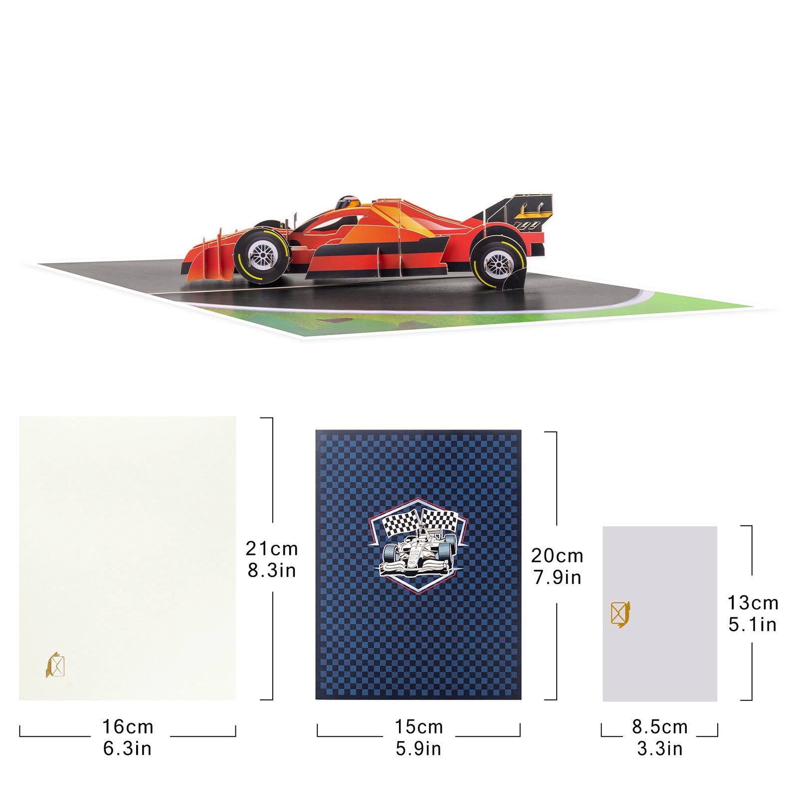 Racing Car 3D Pop-Up Card | Personalized Speed & Motorsport Greeting Card for Birthdays & Car Lovers
