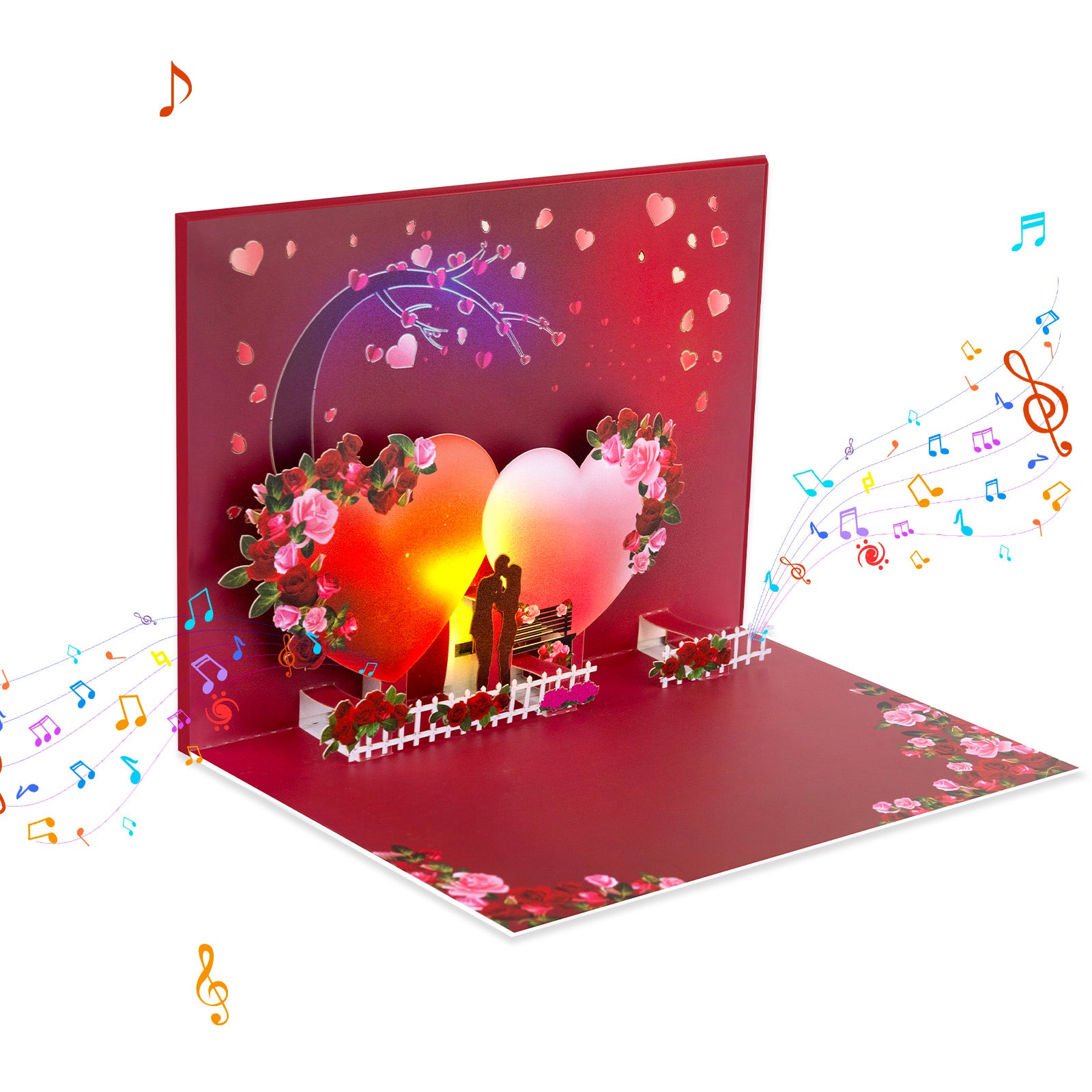 Luxury Musical 3D Pop-Up Valentine's Day Card – Pink Love Explosion with Romantic Instrumental Melody & Colorful Twinkling Lights Magic Ants