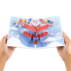 Jet Plane Birthday Pop-Up Card for Kids, Husband, Aviation Lovers Magic Ants