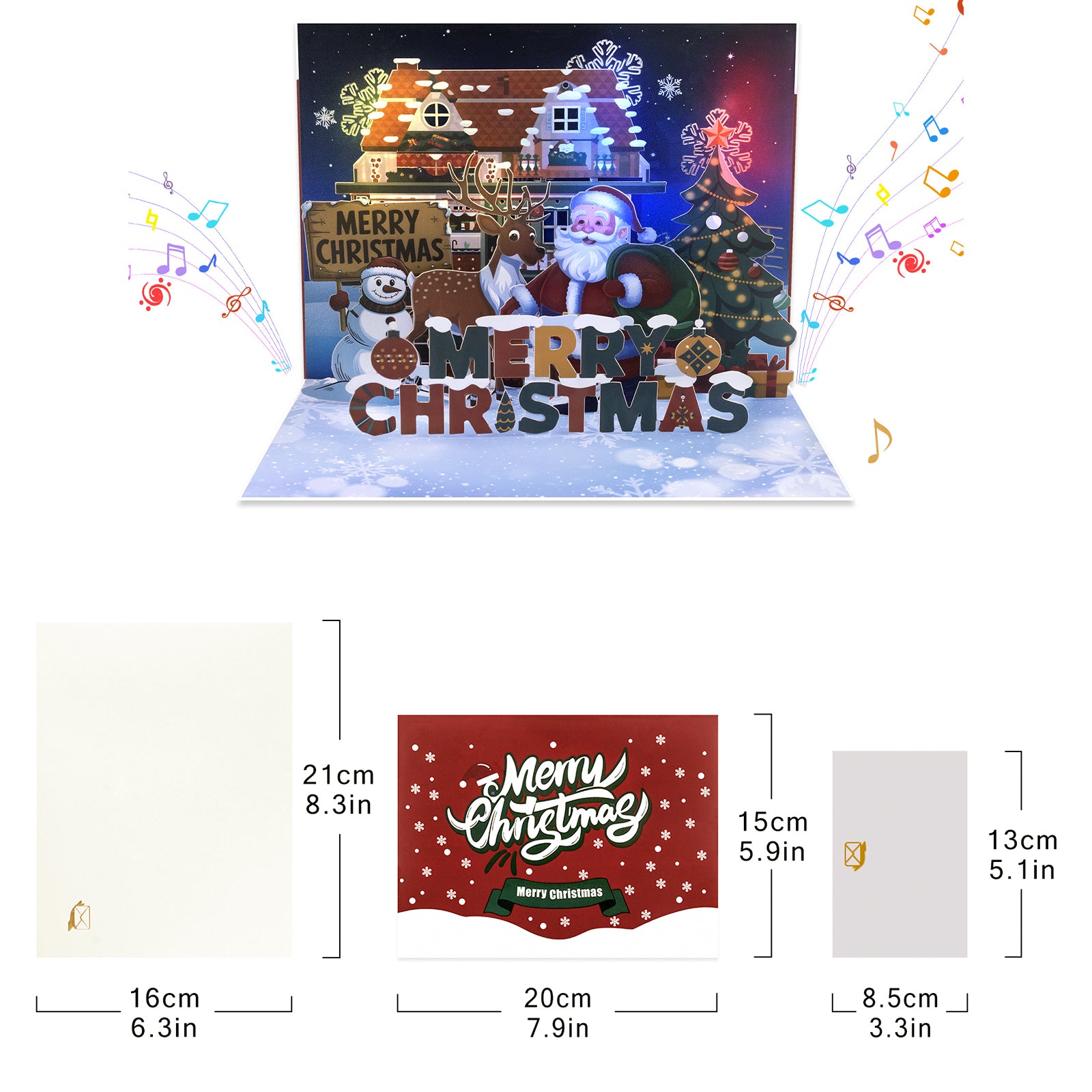 3D Christmas Pop Up Card with Music - Holiday Greeting Card for Family & Friends