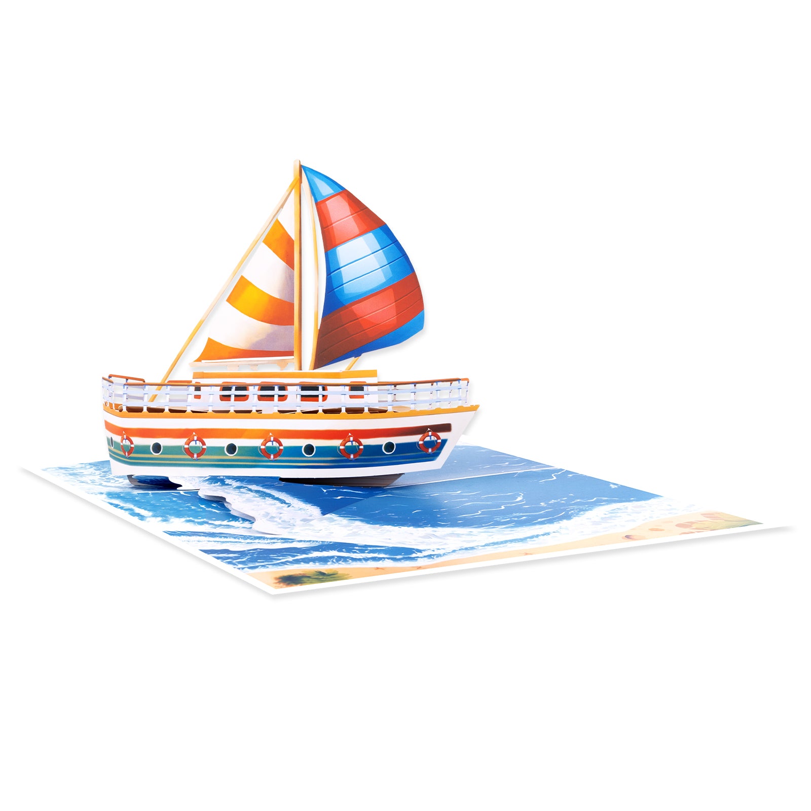 Colorful Sailboat Pop Up Card - 3D Ocean Sailing Greeting Card, Nautical Gift with Envelope & Notecard Magic Ants