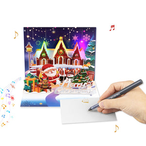 Festive Christmas Music Pop Up Card - 3D Holiday Card with Sound and Message Space Magic Ants