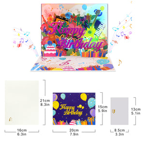 Musical Birthday Pop-Up Card with Flower Scene Magic Ants