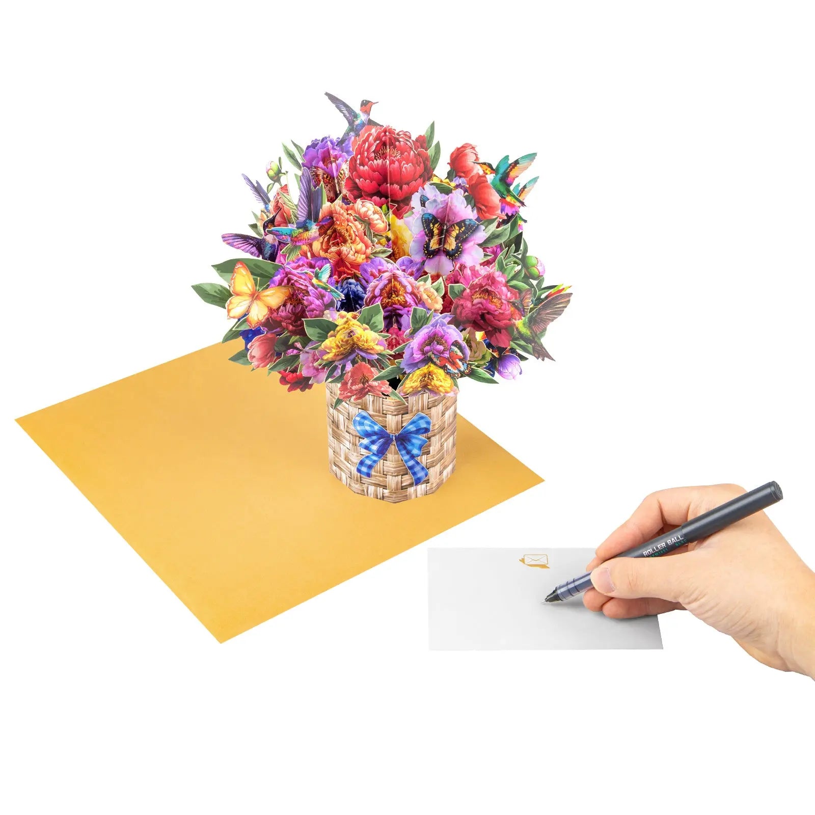 Hummingbird Bouquet Pop Up Card - Peony Flowers Elegant Gift for Mother's Day, Birthdays & Special Occasions Magic Ants