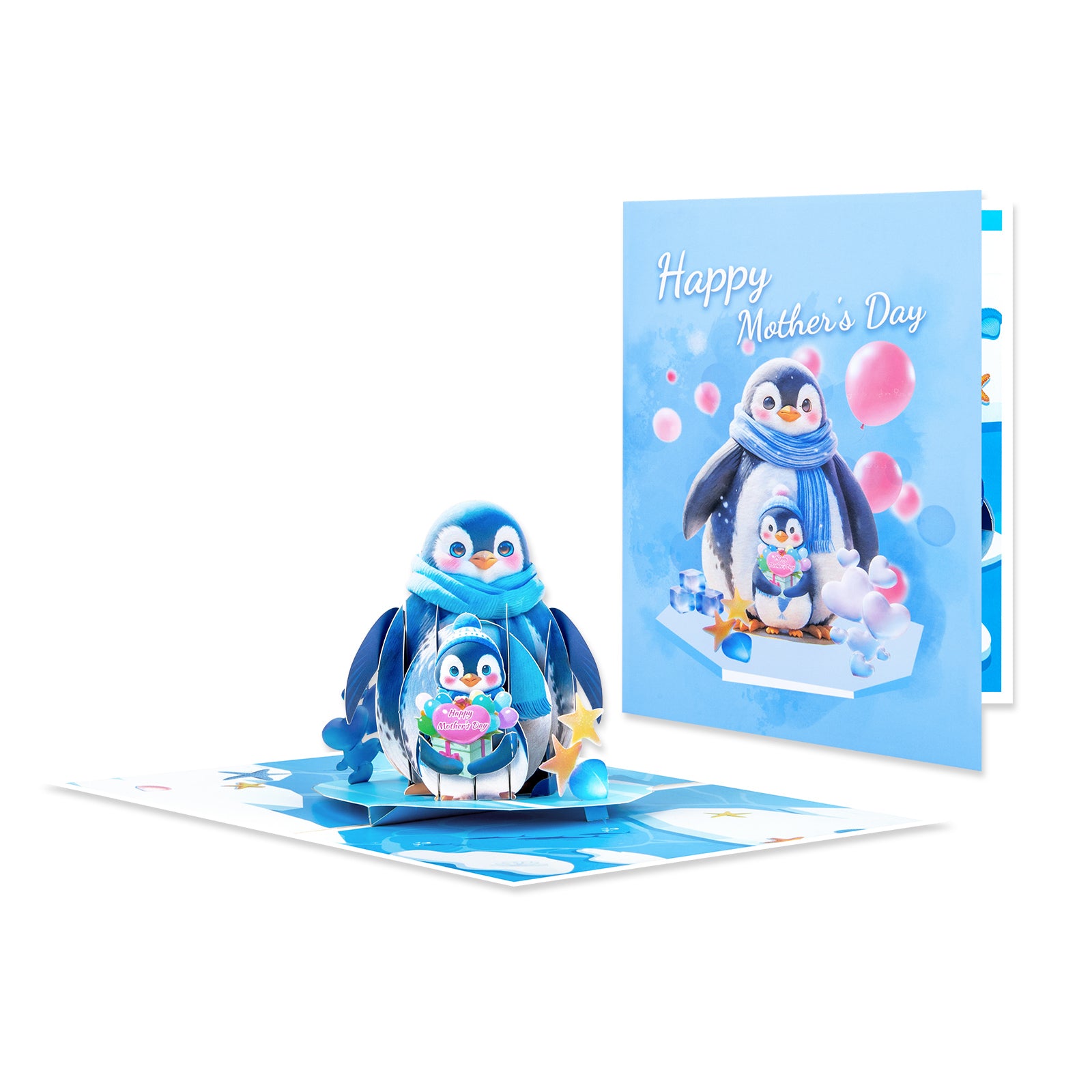 Pop-Up Card for Mother's Day | Penguin Mom and Baby Design Magic Ants