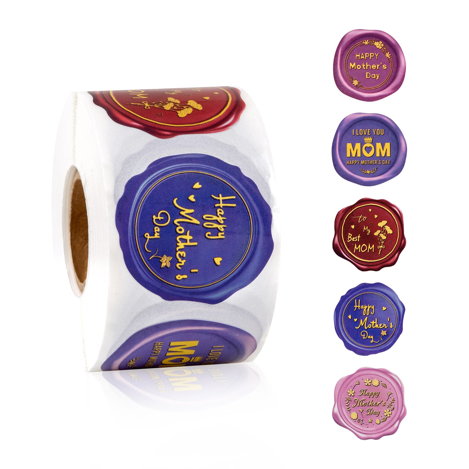 1000pcs 1.5 inch Mother's Day Wax Seal Style Stickers Roll for Gift Wrapping Magic Ants