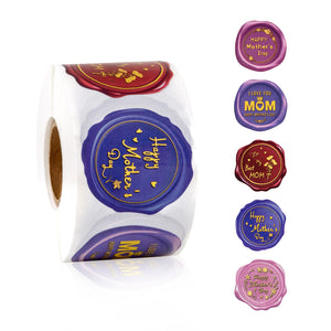 1000pcs 1.5 inch Mother's Day Wax Seal Style Stickers Roll for Gift Wrapping Magic Ants