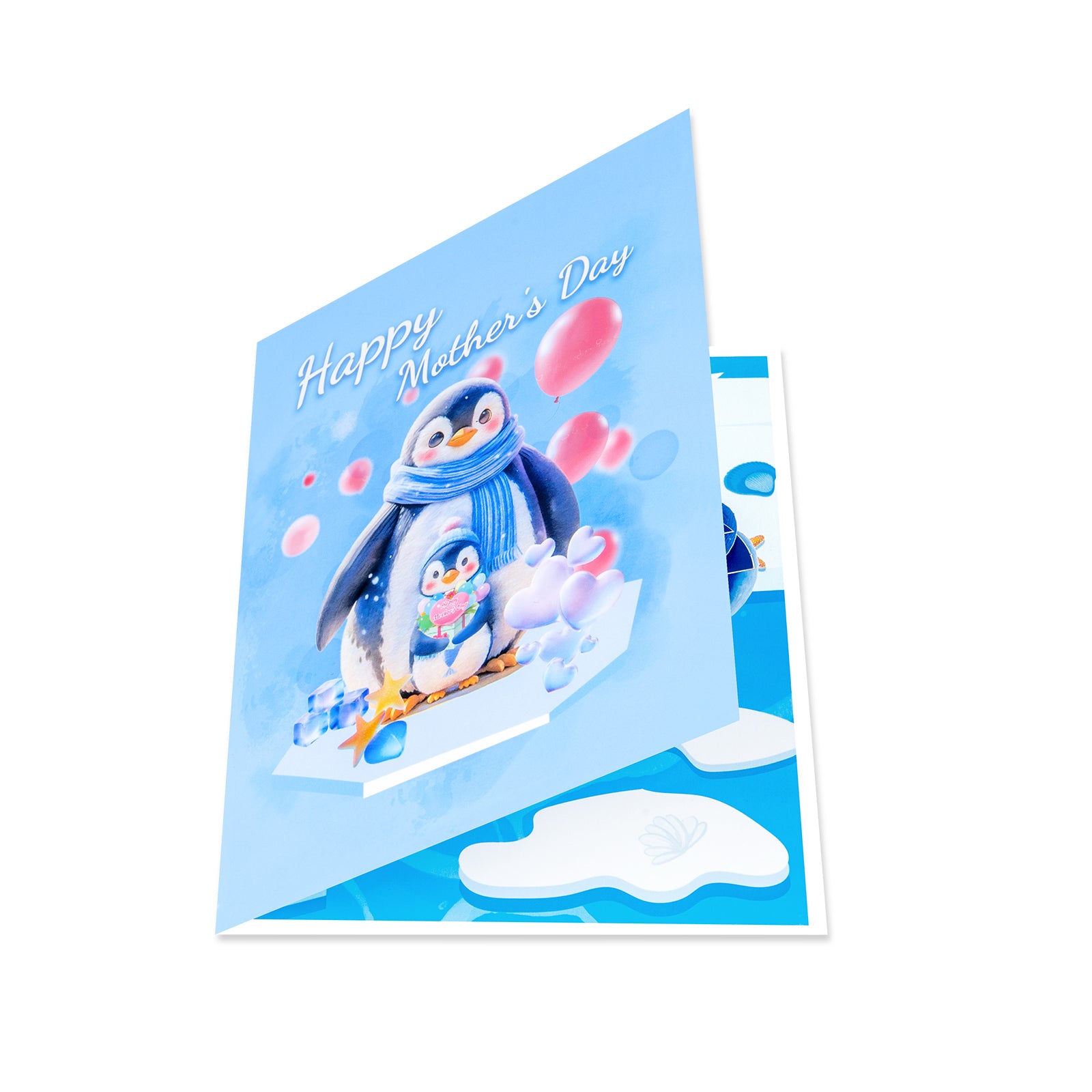 Pop-Up Card for Mother's Day | Penguin Mom and Baby Design Magic Ants