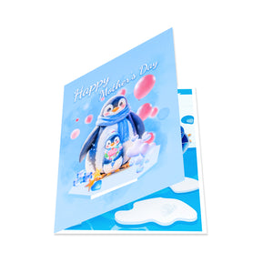 Pop-Up Card for Mother's Day | Penguin Mom and Baby Design Magic Ants