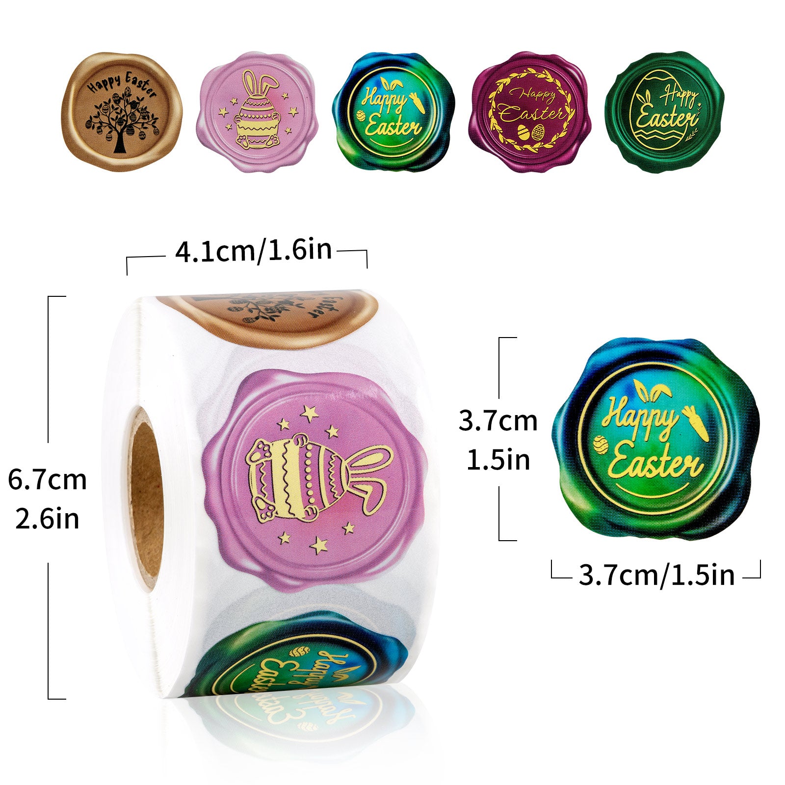 Easter Wax Seal Style Stickers Roll for Cards and Gifts Wrapping Magic Ants
