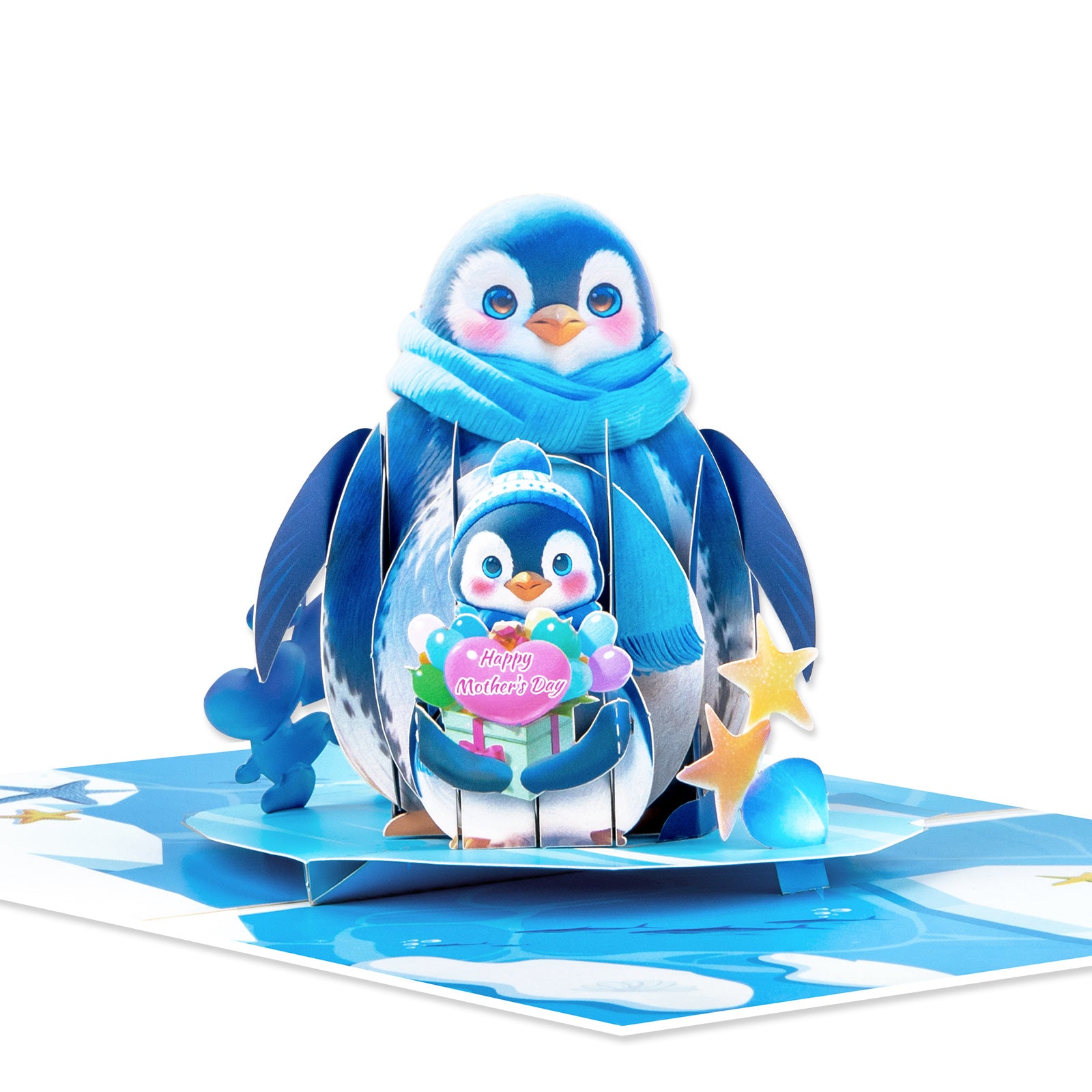 Pop-Up Card for Mother's Day | Penguin Mom and Baby Design Magic Ants