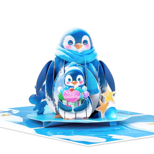 Pop-Up Card for Mother's Day | Penguin Mom and Baby Design Magic Ants