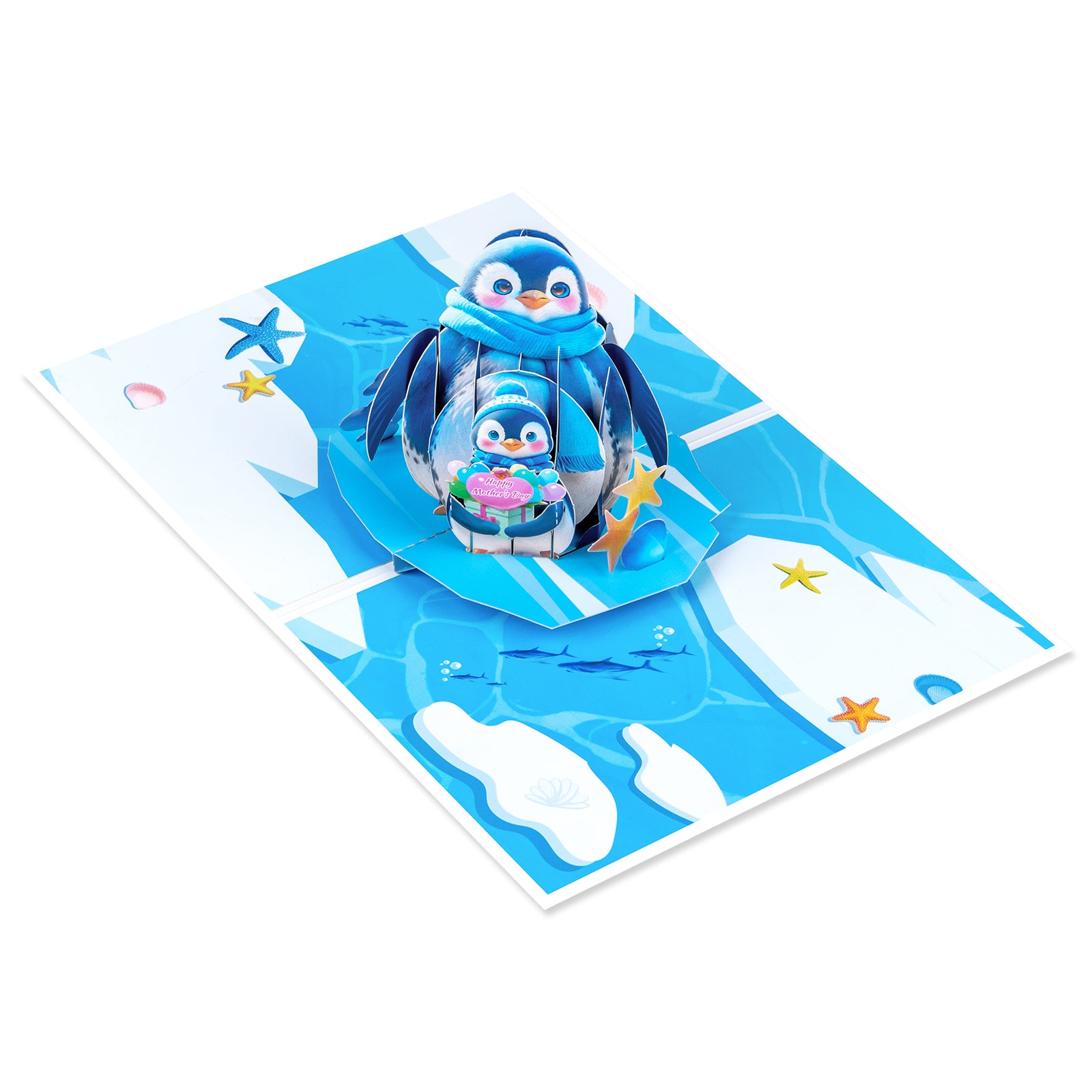 Pop-Up Card for Mother's Day | Penguin Mom and Baby Design Magic Ants