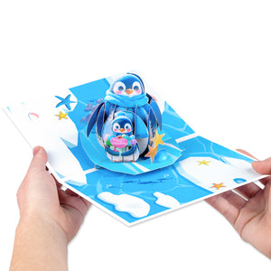 Pop-Up Card for Mother's Day | Penguin Mom and Baby Design Magic Ants