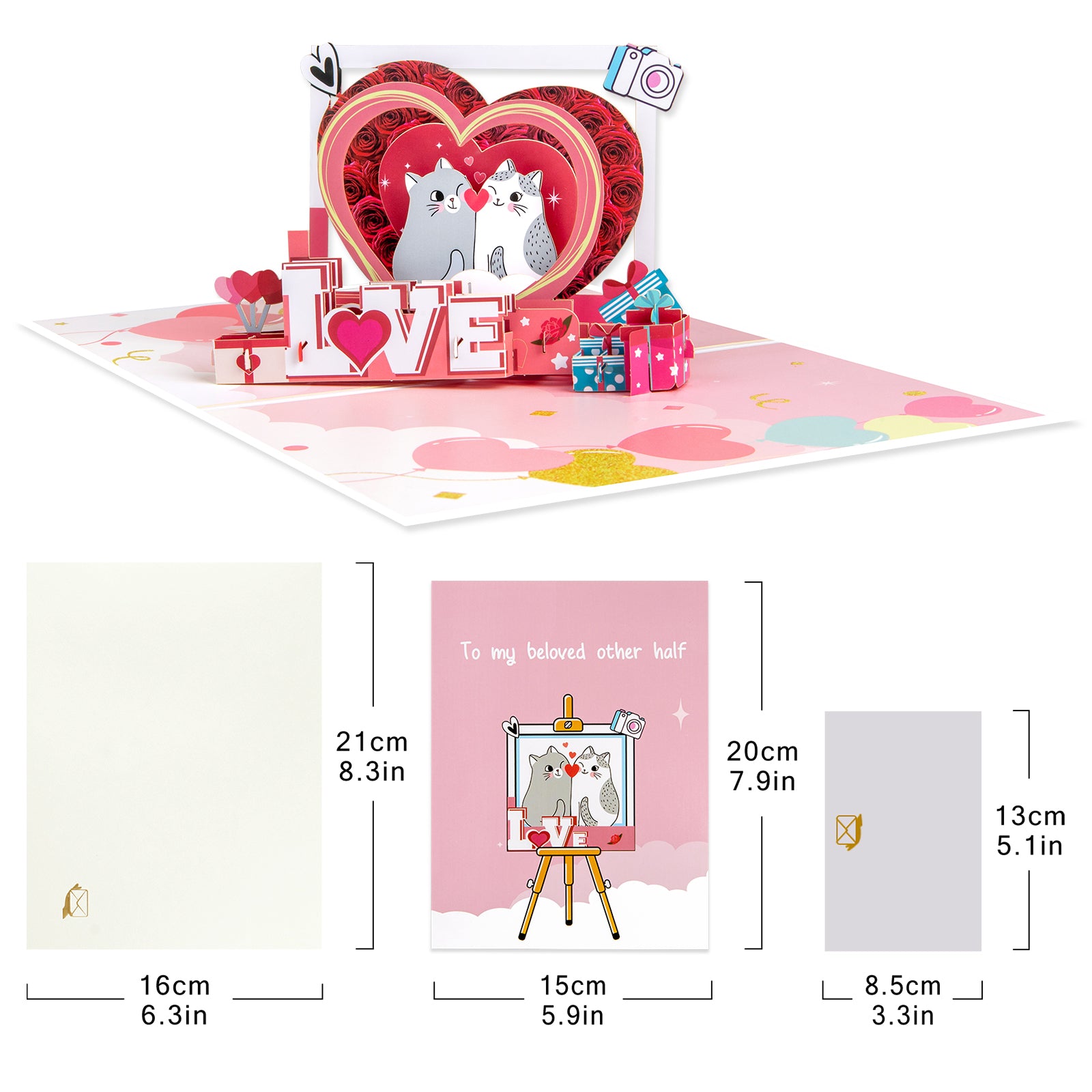 Romantic Love Pop-up Card for Valentine's Day, Anniversary