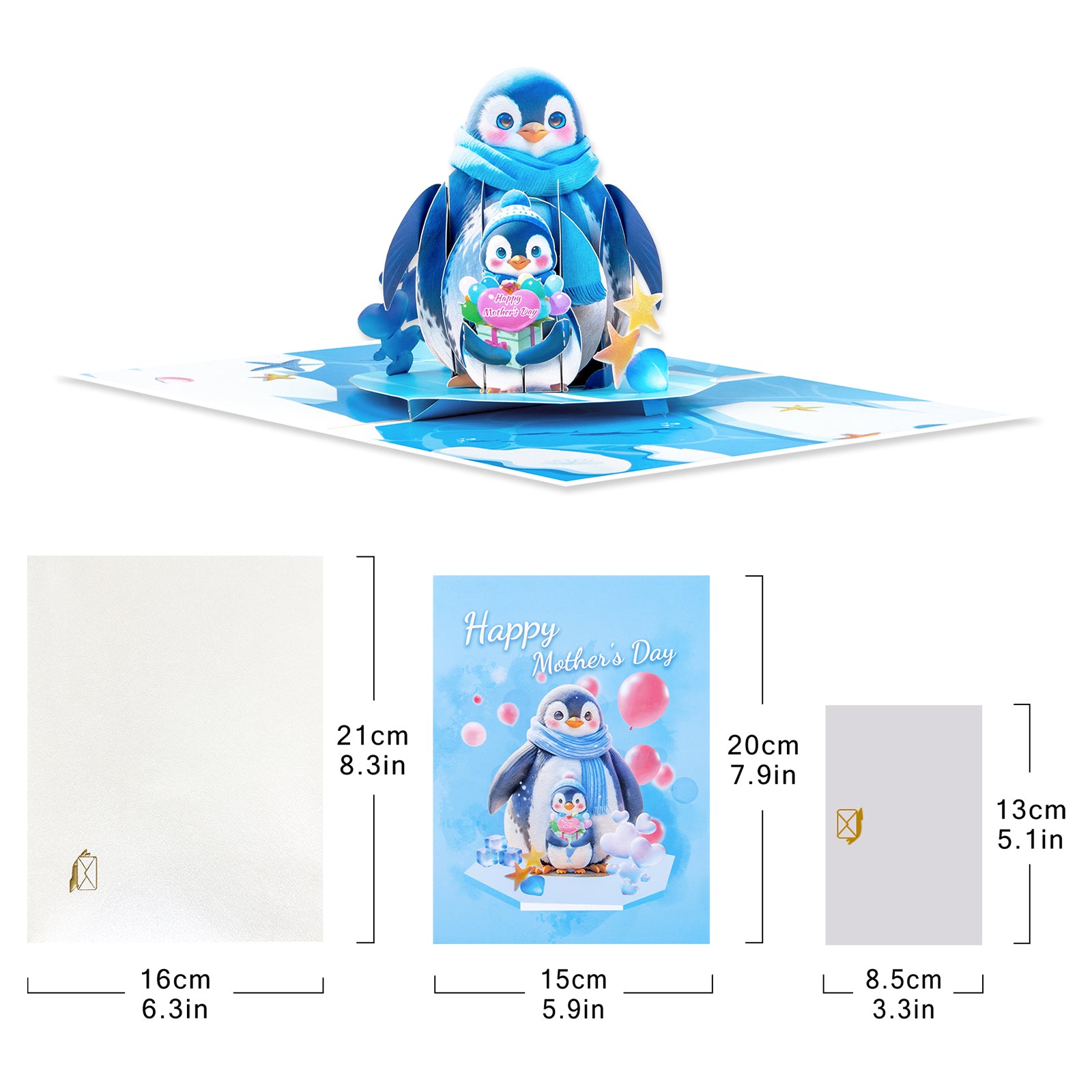 Pop-Up Card for Mother's Day | Penguin Mom and Baby Design Magic Ants