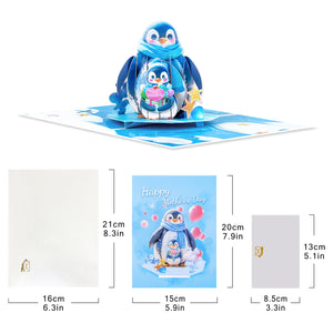 Pop-Up Card for Mother's Day | Penguin Mom and Baby Design Magic Ants