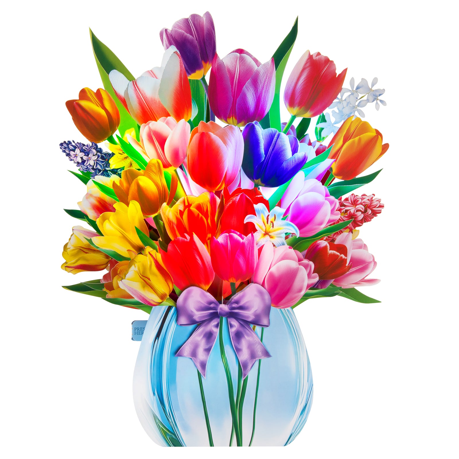 Tulip musical pop-up bouquet card with lights in full display
