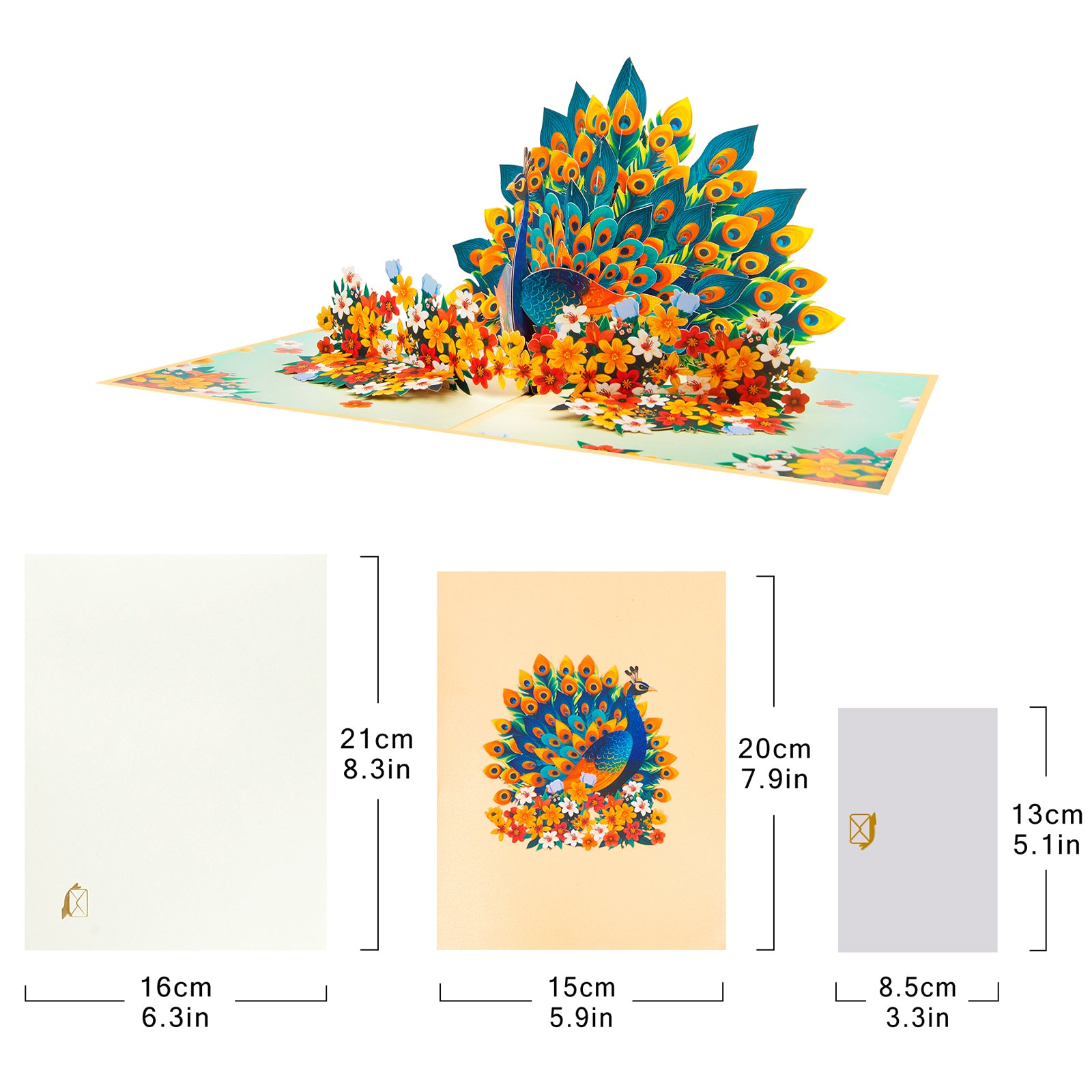 Blue Peacock 3D Pop-Up Card | Personalized Elegant Nature Greeting Card for Birthdays & All Occasions