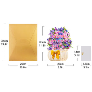 Purple paper flowers on the Mother's Day musical card
