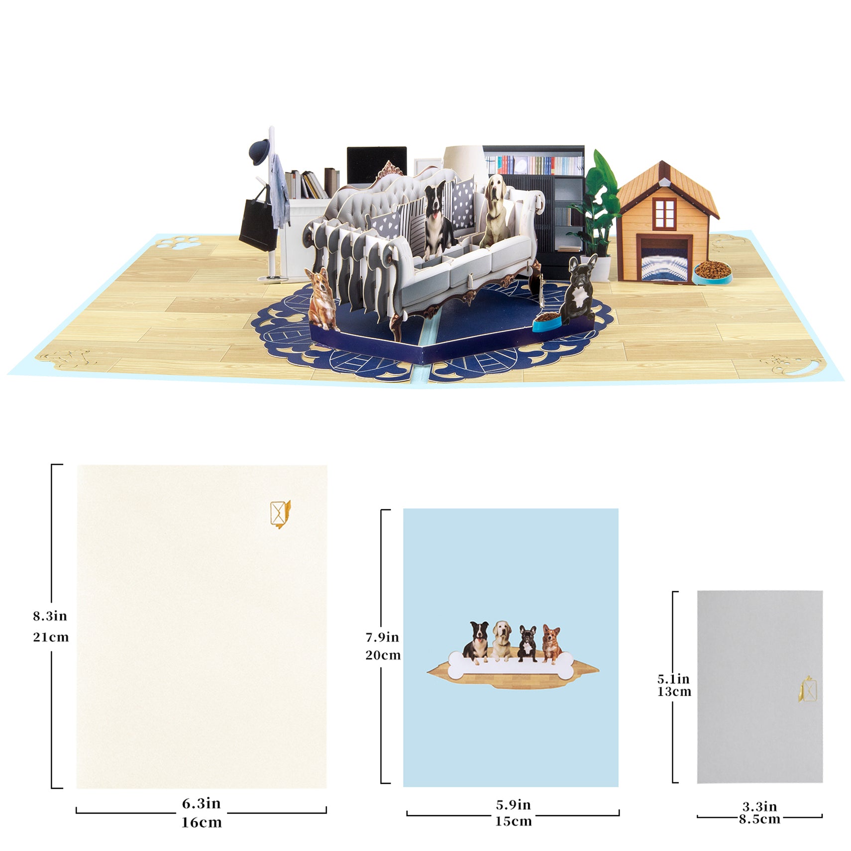Собаки на диване 3D Pop Up открытка
