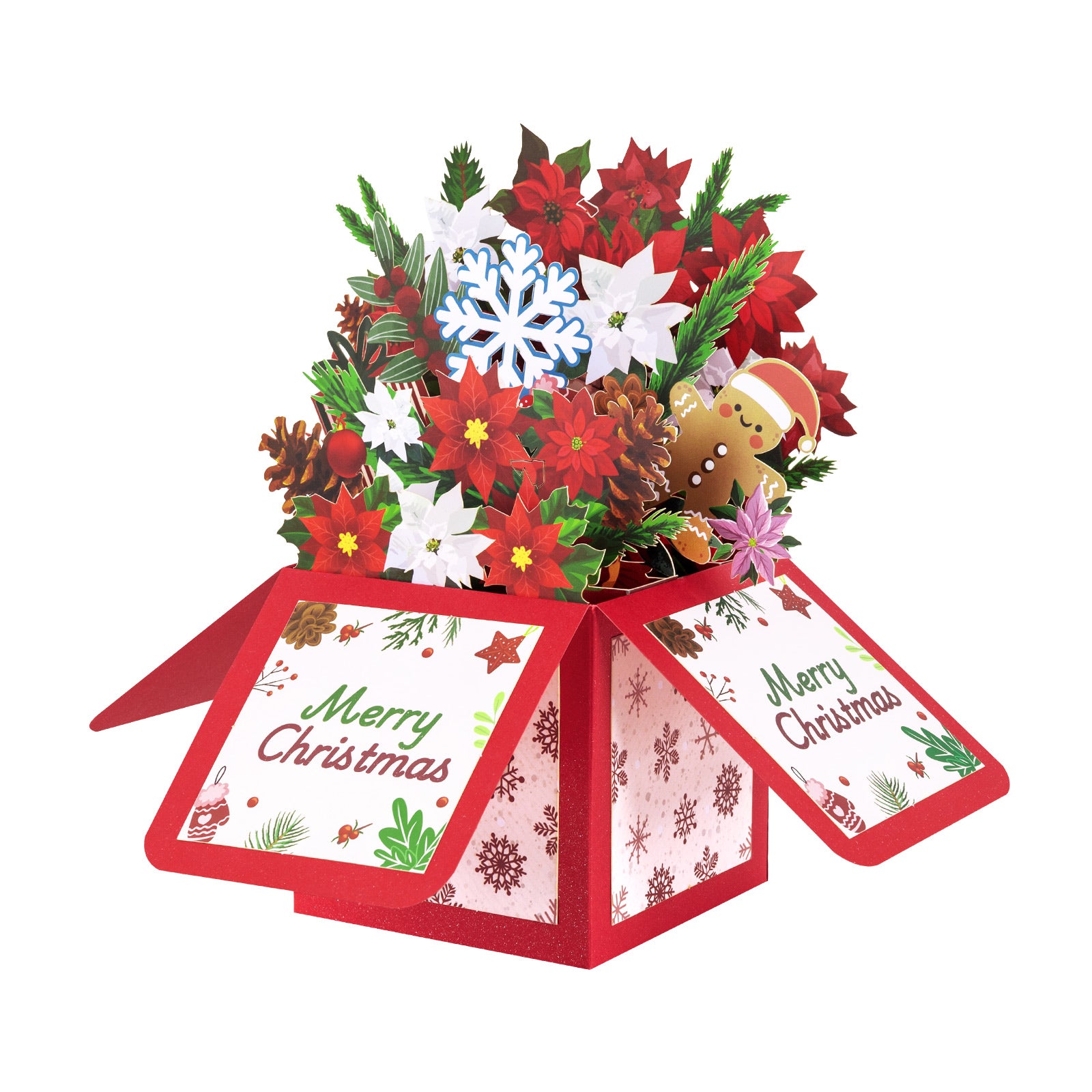 3D Pop Up Christmas Card | Merry Christmas Gift Box Design with Holiday Elements Magic Ants