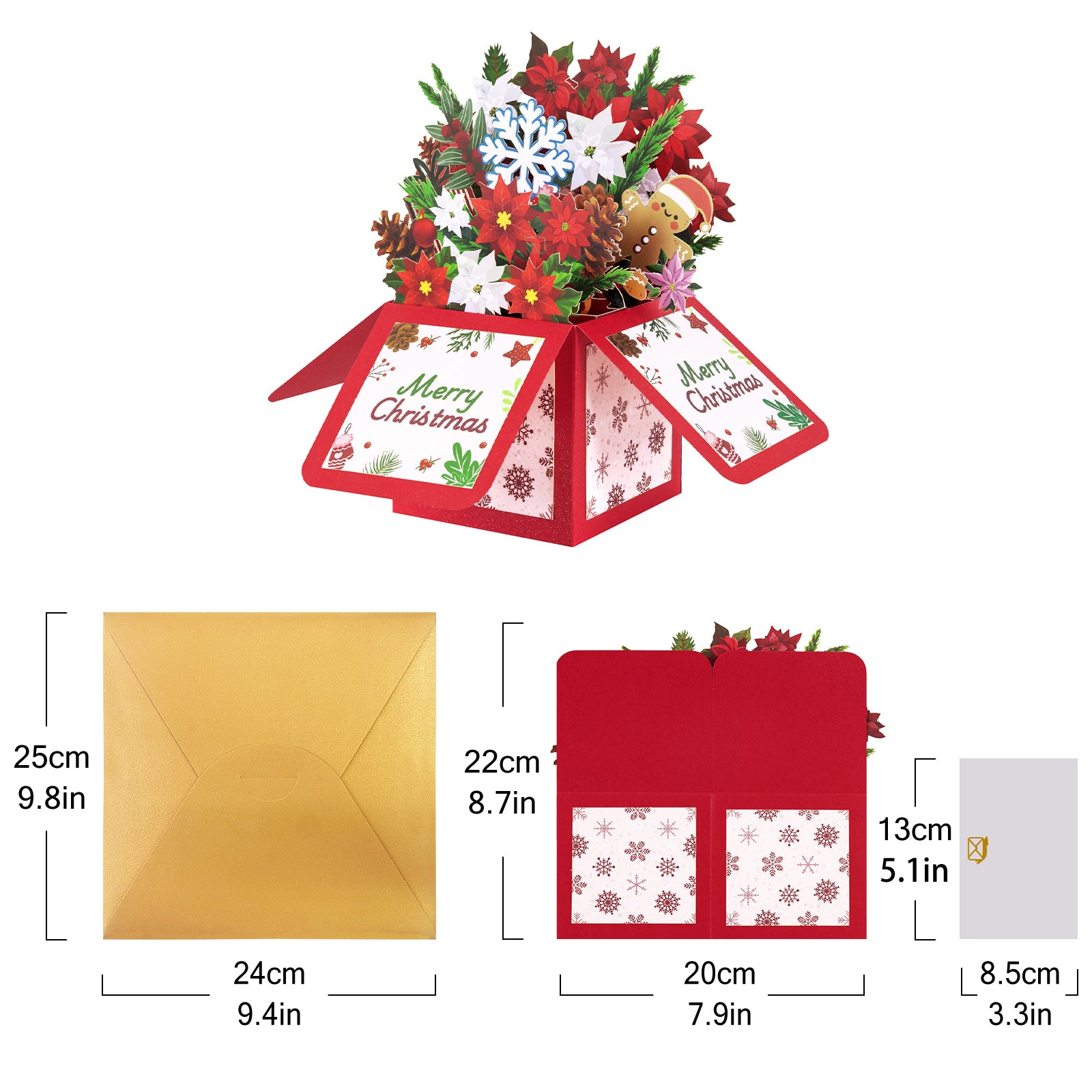 3D Pop Up Christmas Card | Merry Christmas Gift Box Design with Holiday Elements Magic Ants