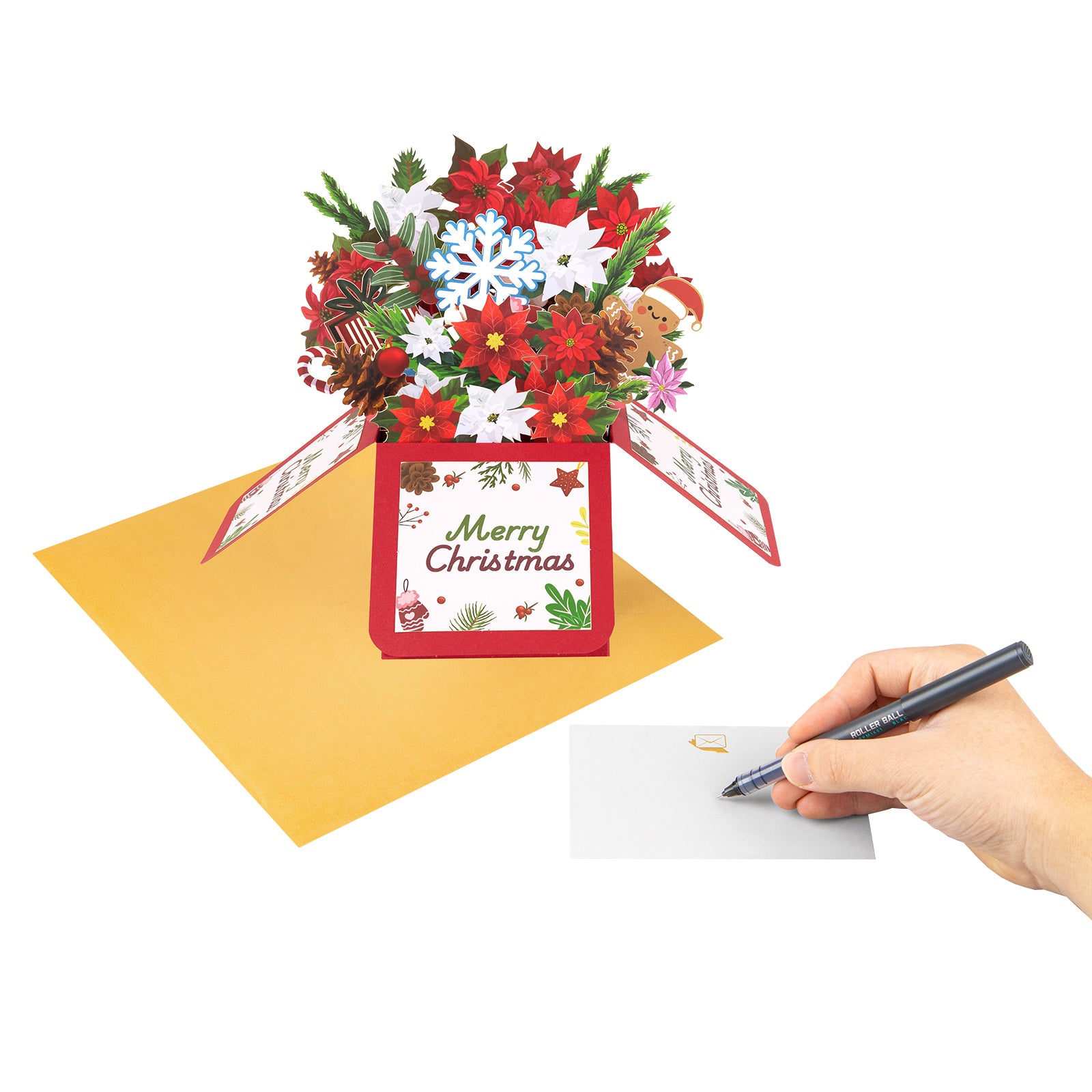 3D Pop Up Christmas Card | Merry Christmas Gift Box Design with Holiday Elements Magic Ants