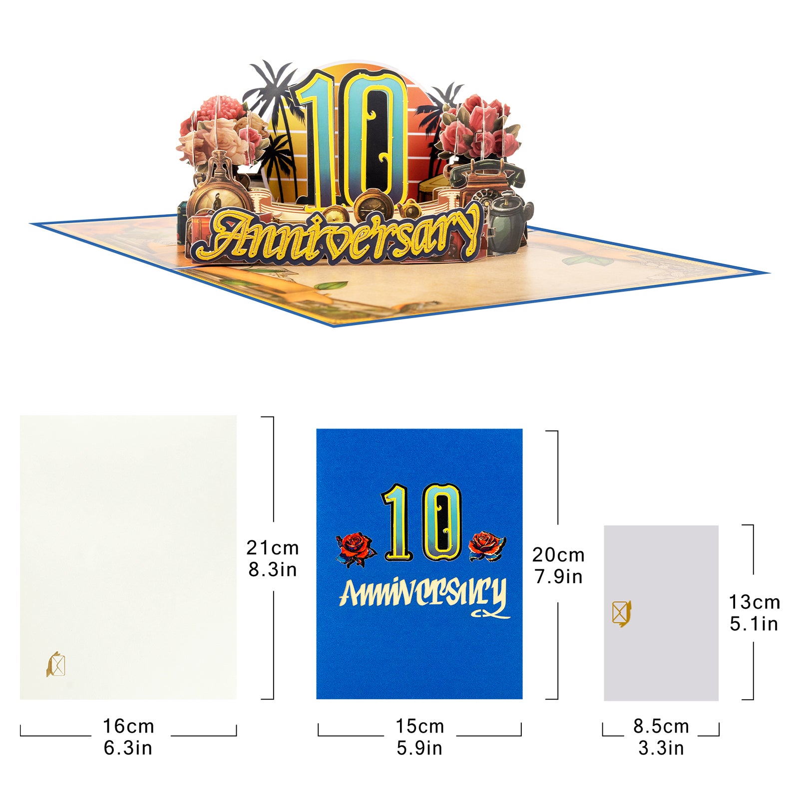 Retro Anniversary 3D Pop-Up Card | Personalized Vintage-Style Greeting Card for Couples & Milestones