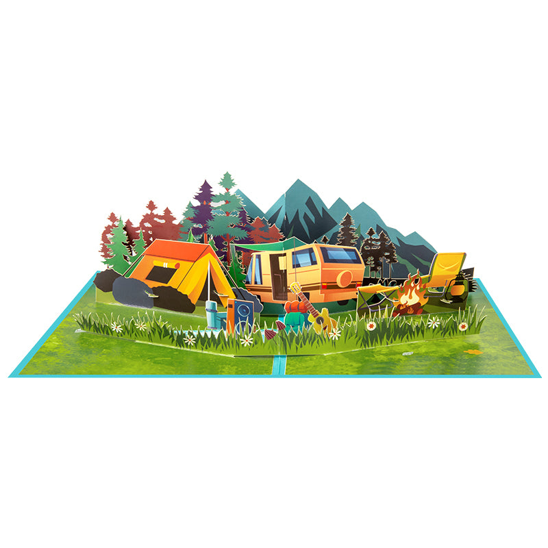 Forest Camping 3D Pop Up Card for Birthday Anniversary Father's Day Retirement
