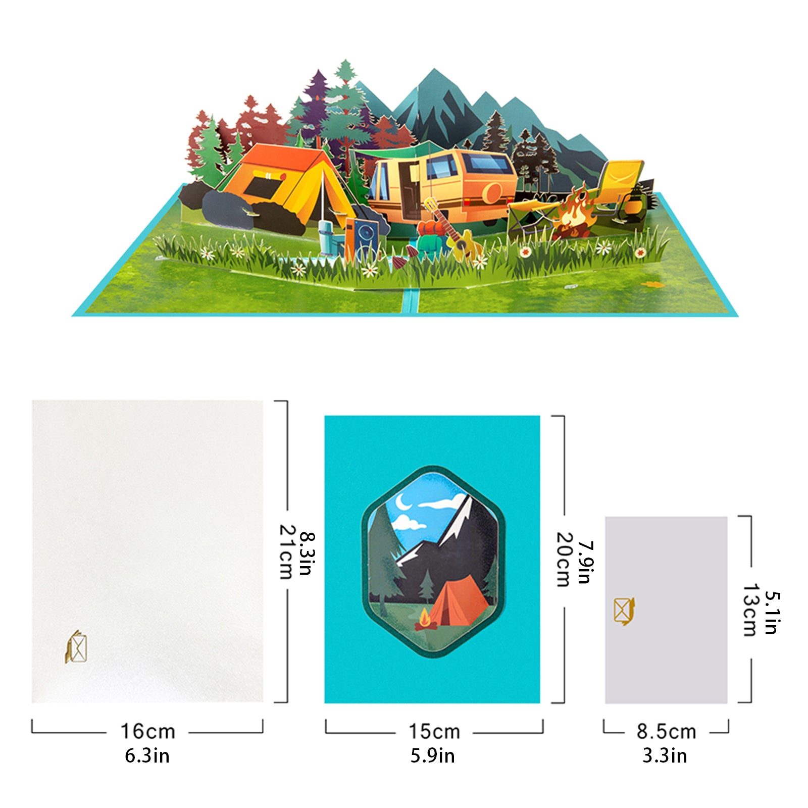 Forest Camping 3D Pop Up Card for Birthday Anniversary Father's Day Retirement