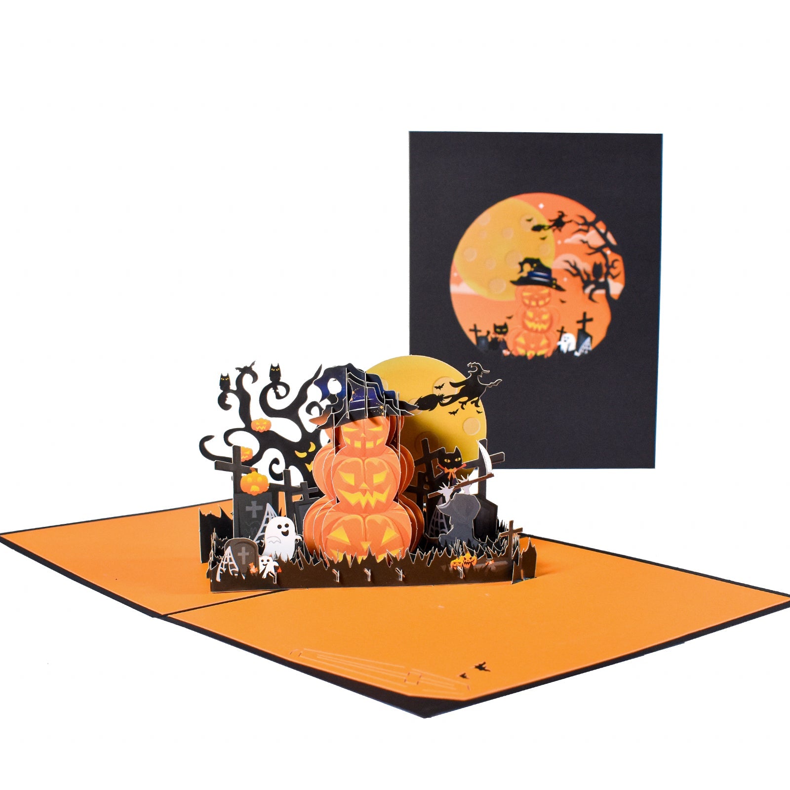 Unique 3D Pumpkin Halloween Greeting Card - Pop Up Card with Scary-Cute Design Magic Ants