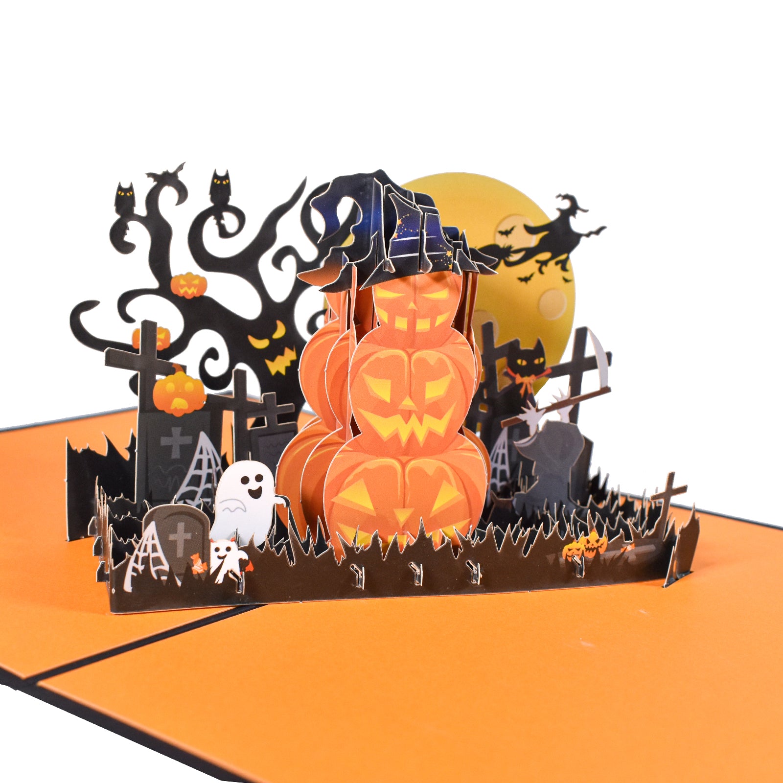 Unique 3D Pumpkin Halloween Greeting Card - Pop Up Card with Scary-Cute Design
