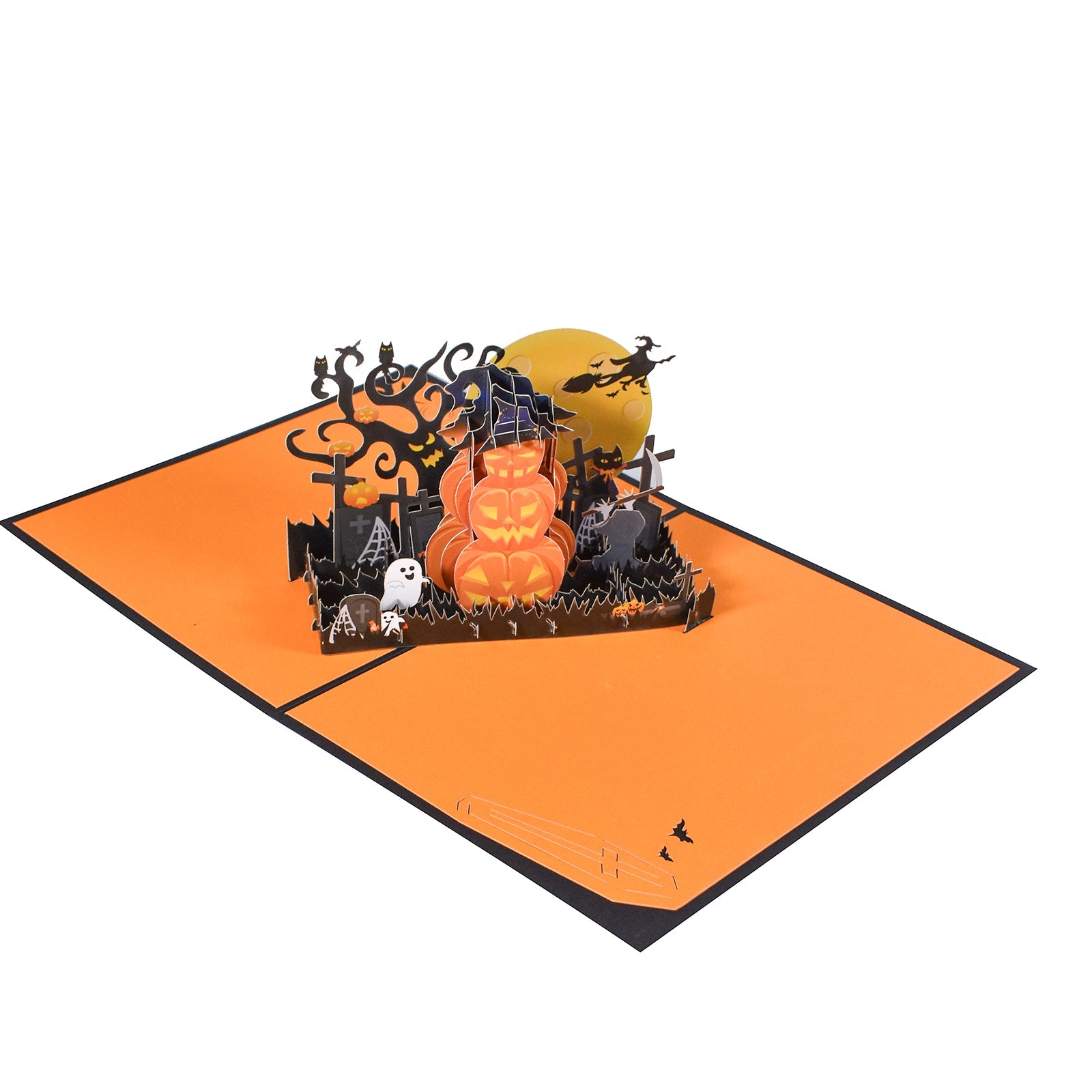 Unique 3D Pumpkin Halloween Greeting Card - Pop Up Card with Scary-Cute Design Magic Ants