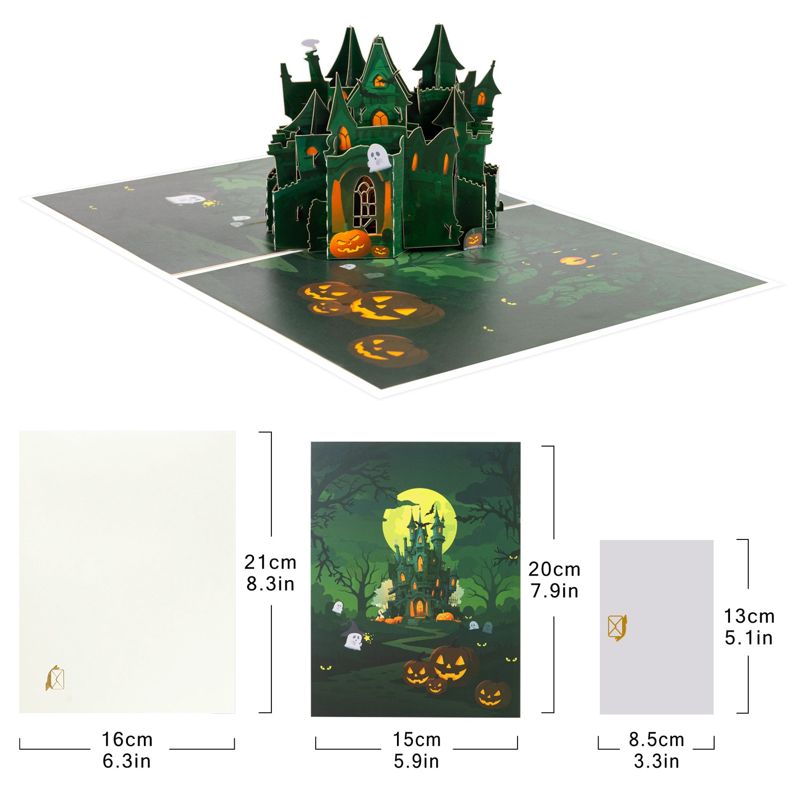3D Pop Up Halloween Card | Haunted Castle with Full Moon & Pumpkins Magic Ants