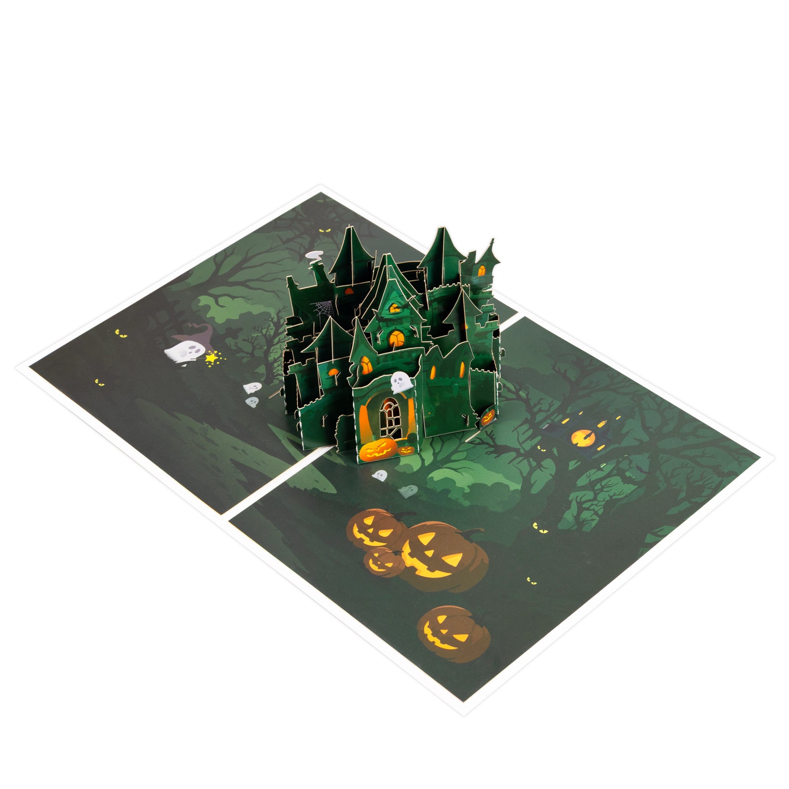 3D Pop Up Halloween Card | Haunted Castle with Full Moon & Pumpkins Magic Ants
