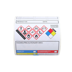 MSDS Stickers with GHS Pictograms HMIS & Hazard Compliant Secondary Containers, 250 Stickers Per Roll 3×4 Inch, SDS Labels for Chemical Safety Magic Ants