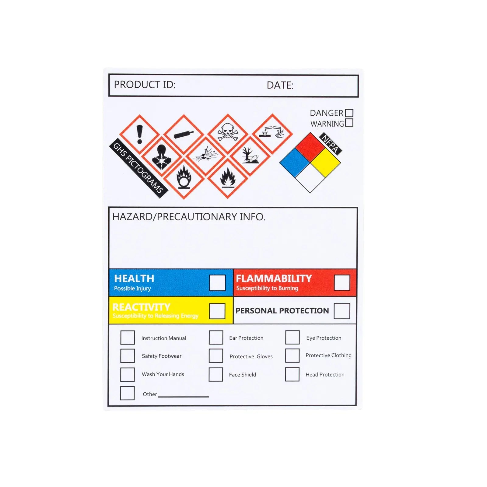 Chemicals Sticker MSDS Stickers with GHS Pictograms HMIS & Hazard Compliant Secondary Co