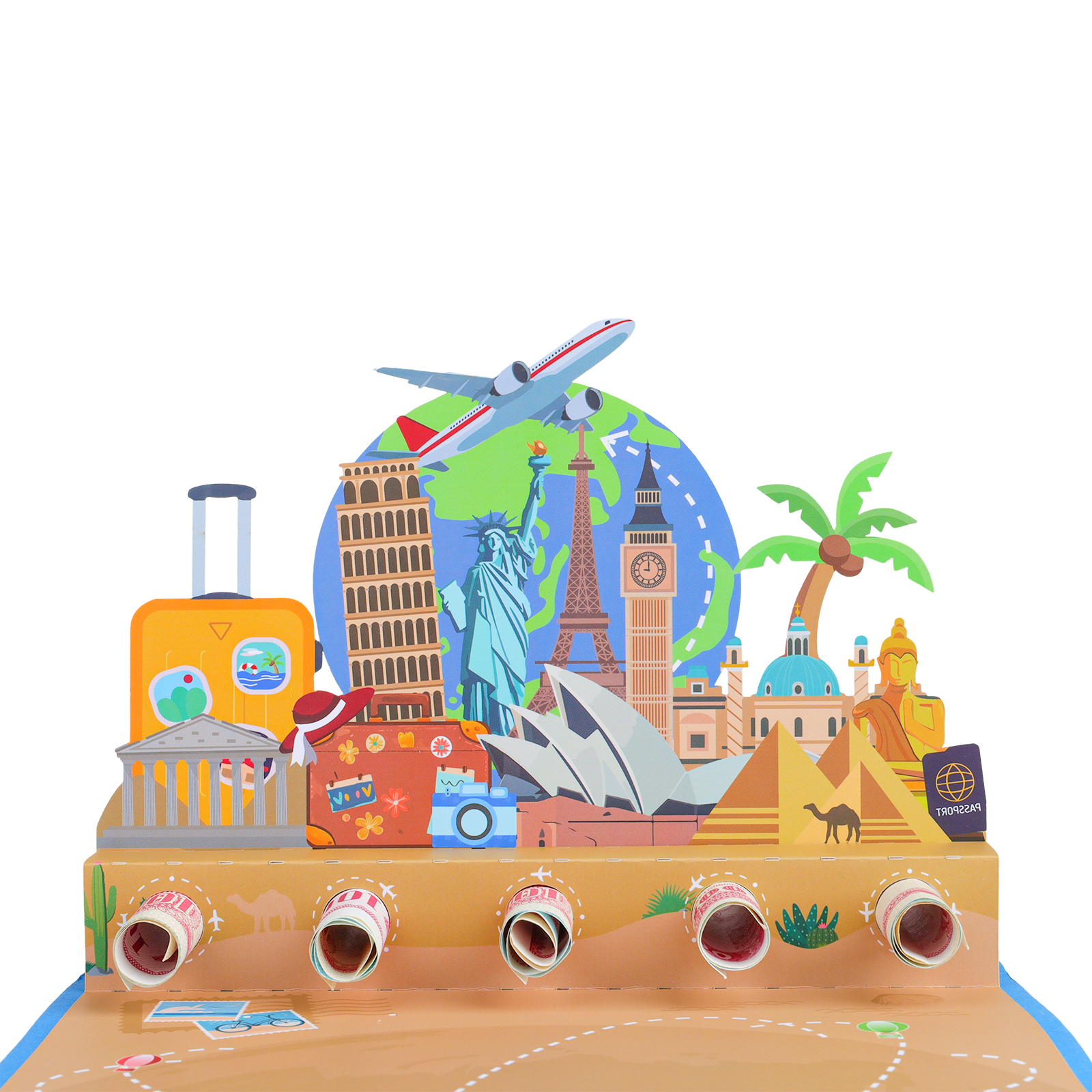 Travel Pop Up Money Gift Card - 3D Greeting Card with Cash & Gift Card Holder for Honeymoon Magic Ants