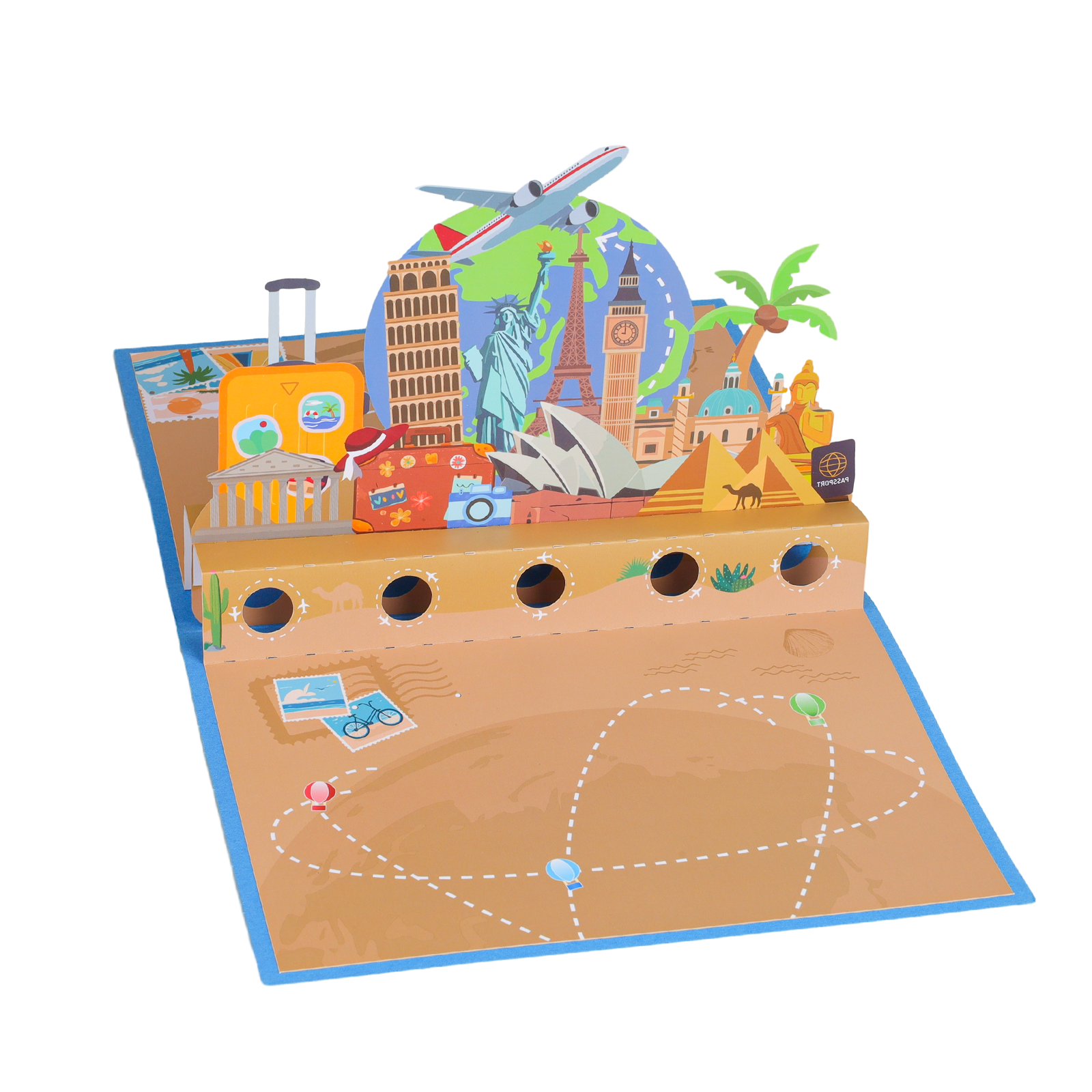 Travel Pop Up Money Gift Card - 3D Greeting Card with Cash & Gift Card Holder for Honeymoon Magic Ants