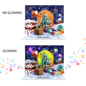 3D Musical Christmas Pop Up Card | Santa Sleigh Flying Over Moonlit Night Magic Ants