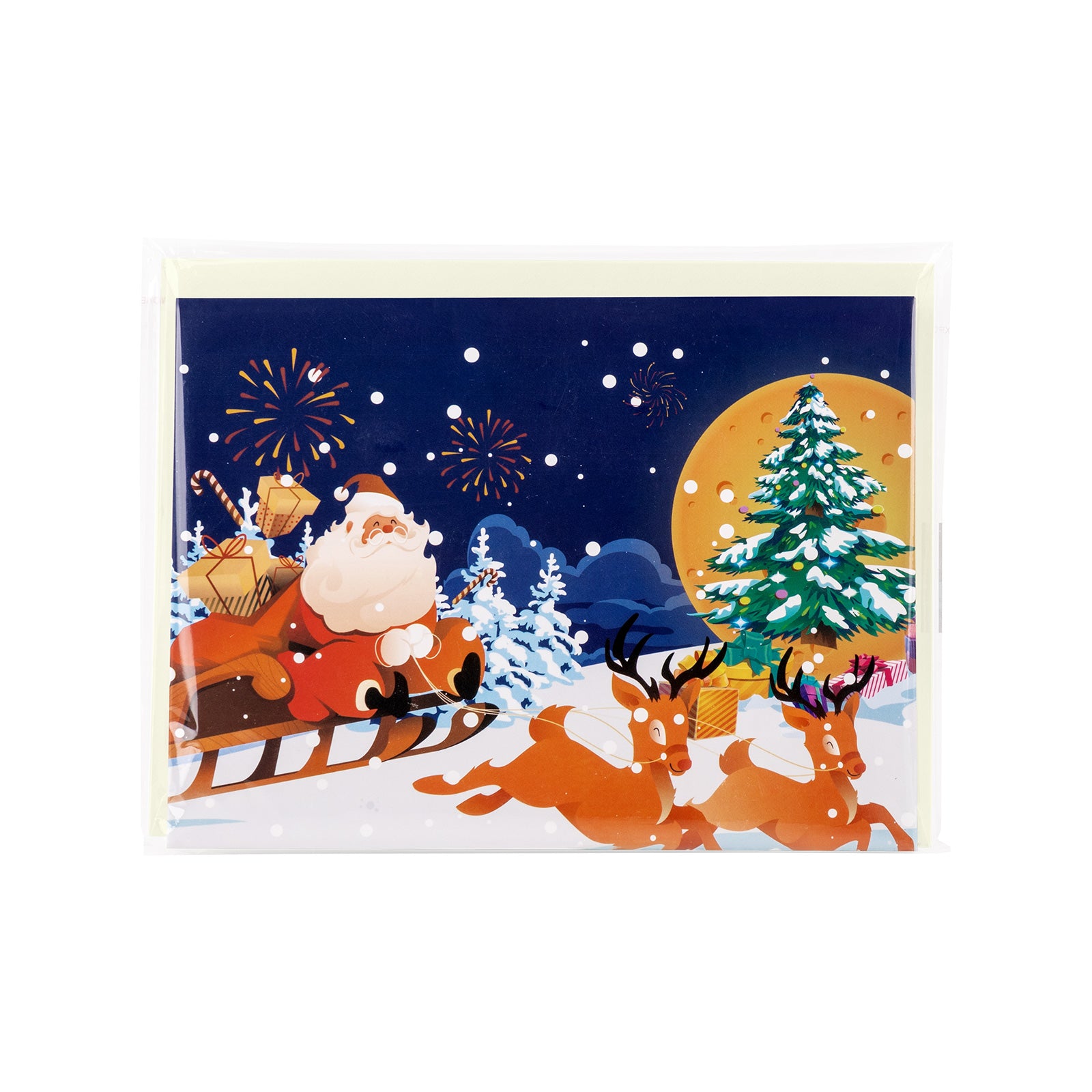 3D Musical Christmas Pop Up Card | Santa Sleigh Flying Over Moonlit Night Magic Ants