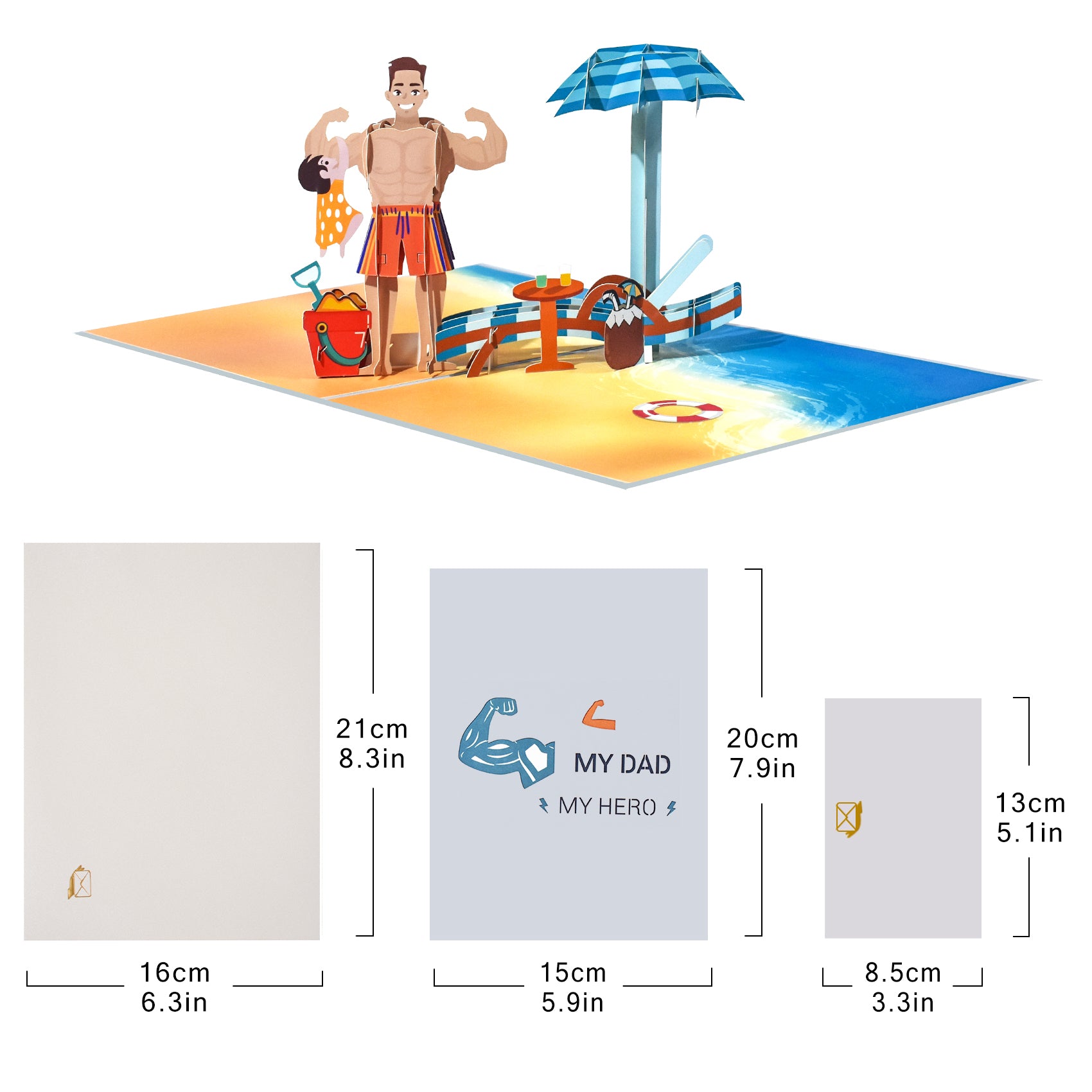 Pop-up Father's Day Father & Son 3D Greeting Cards