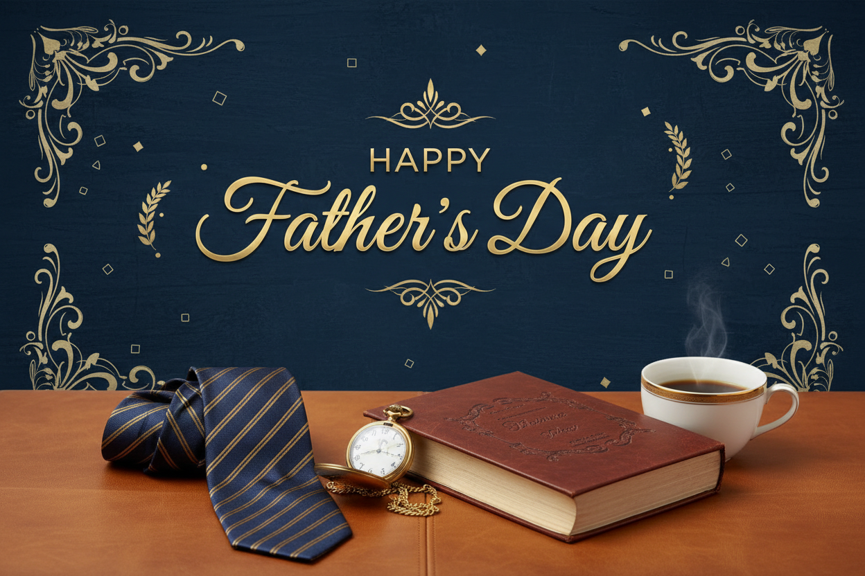 Create a high-quality, master-level banner on a Father's Day theme.