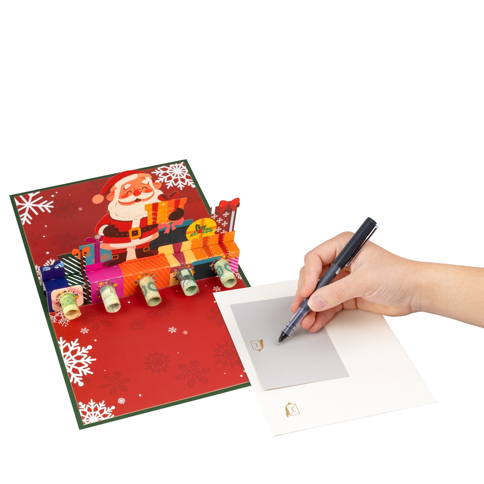 Pop-Up Christmas Money Gift Card - Holiday Money Holder Greeting Card with Envelope - 3D Santa Design for Cash Gifts and Seasons Greetings Magic Ants